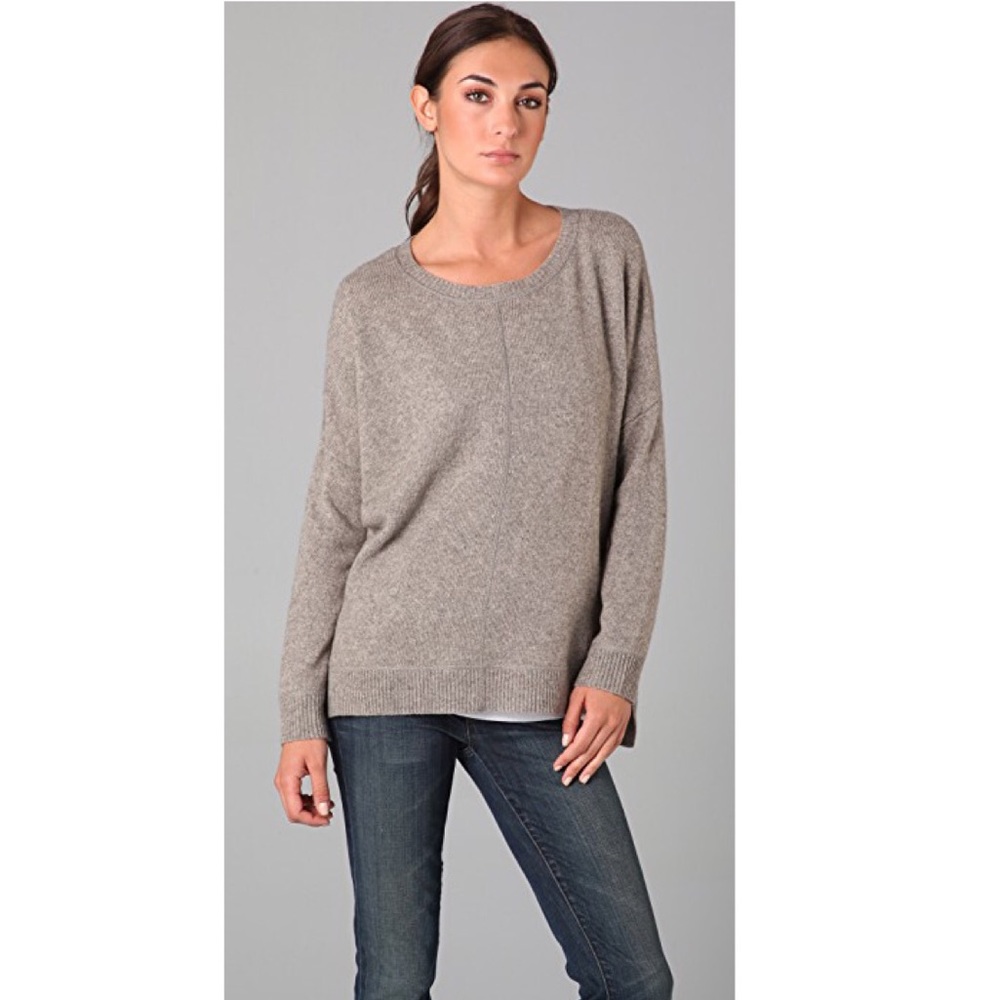 Vince solid crew neck oversized sweater. Brown